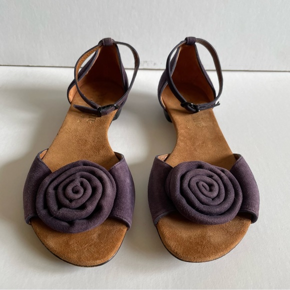 Purple Leather Rosette Open-Toe Shoes 💜 Made in Spain - Picture 2 of 7